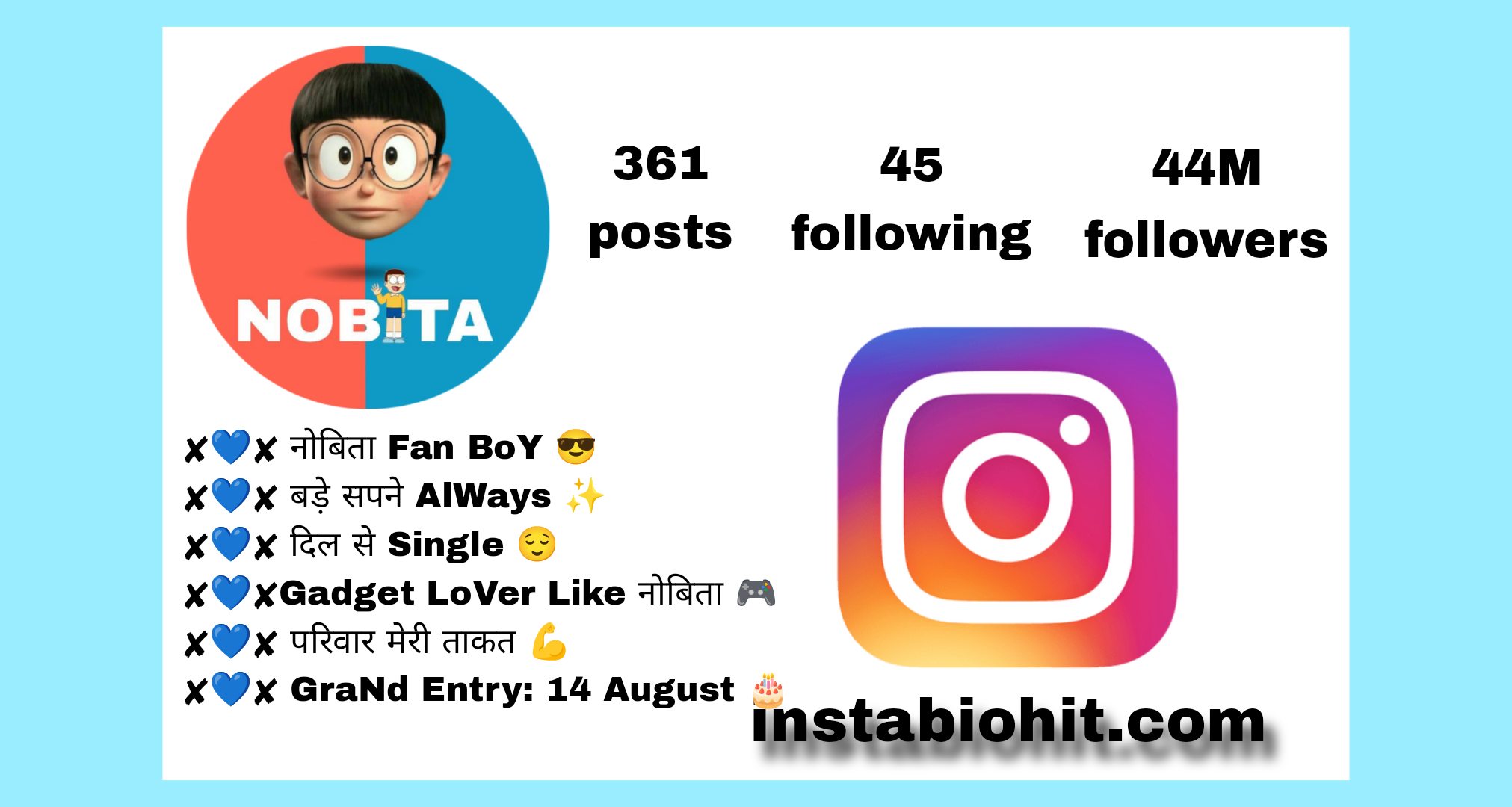 Nobita Instagram Bio