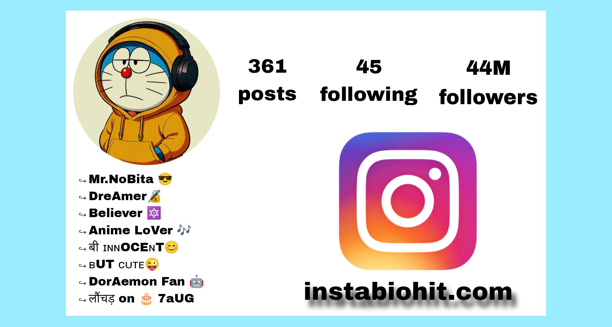Nobita Instagram Bio