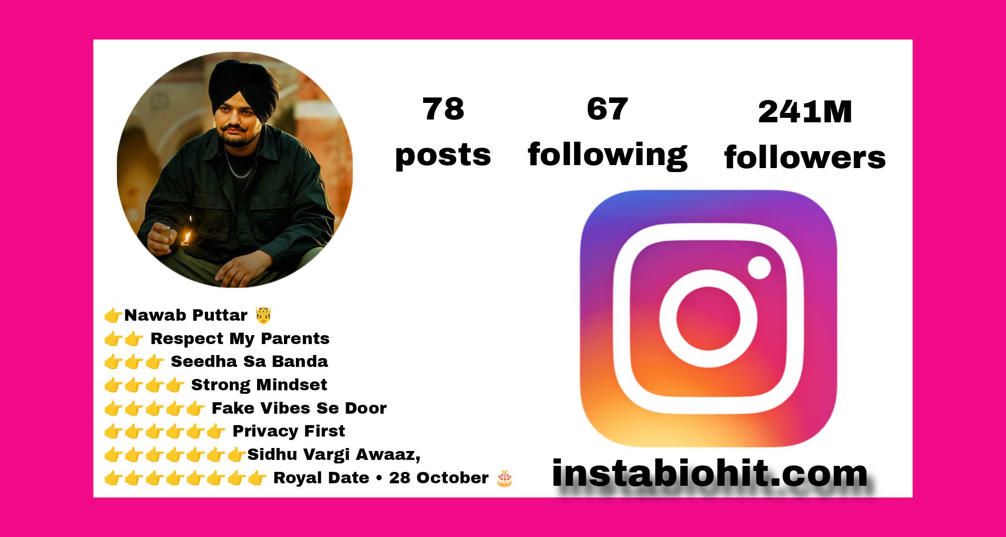 Best {228+} Sidhu Moose Wala Instagram Bio 2026 | Punjabi Style Mix