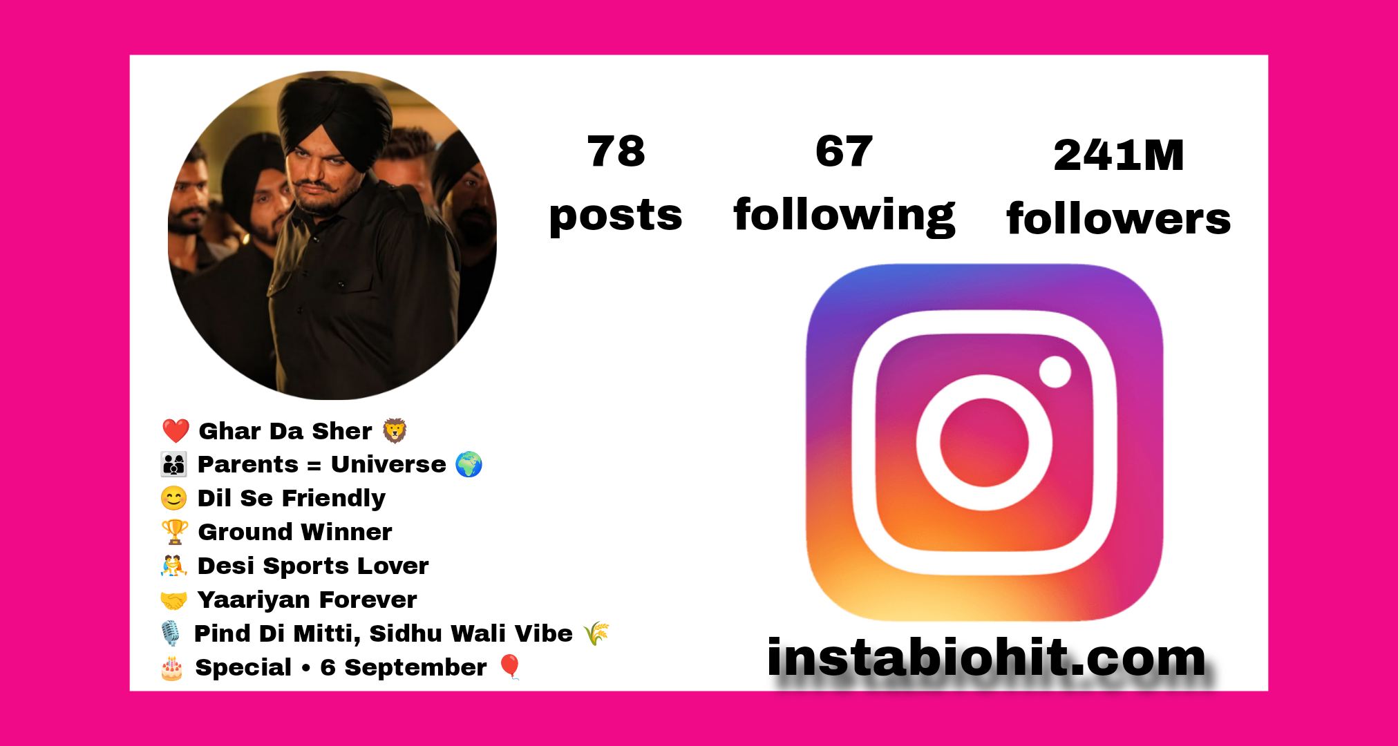 Best {228+} Sidhu Moose Wala Instagram Bio 2026 | Punjabi Style Mix